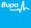 Bupa logo with heart beat and blue background