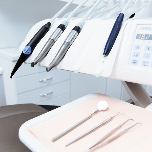 Modern dental equipment and instruments with devices and teeth-cleaning tools